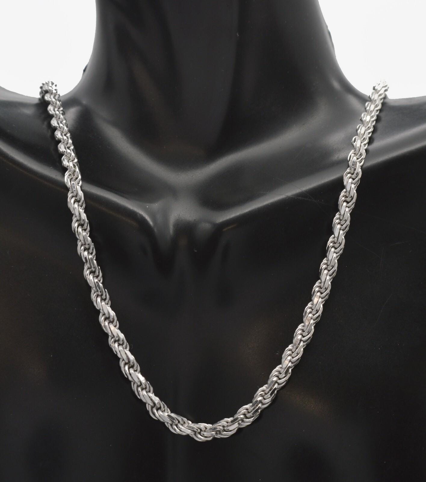 925 Sterling Silver Rope Chain 4mm 18'' 20'' 22