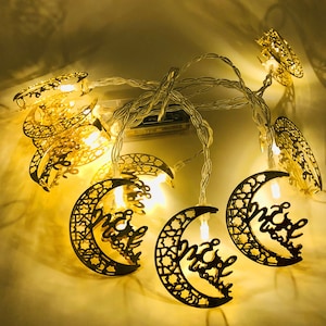 Buy 3 get 1 free- Eid Mubarak LED Lights, Ramadan LED Fairy String Lights, Moon Lights, Hanging Party Decorations.