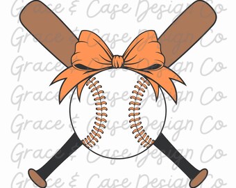 Orange Baseball Bow PNG