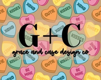 Valentines Candy Hearts Seamless Pattern