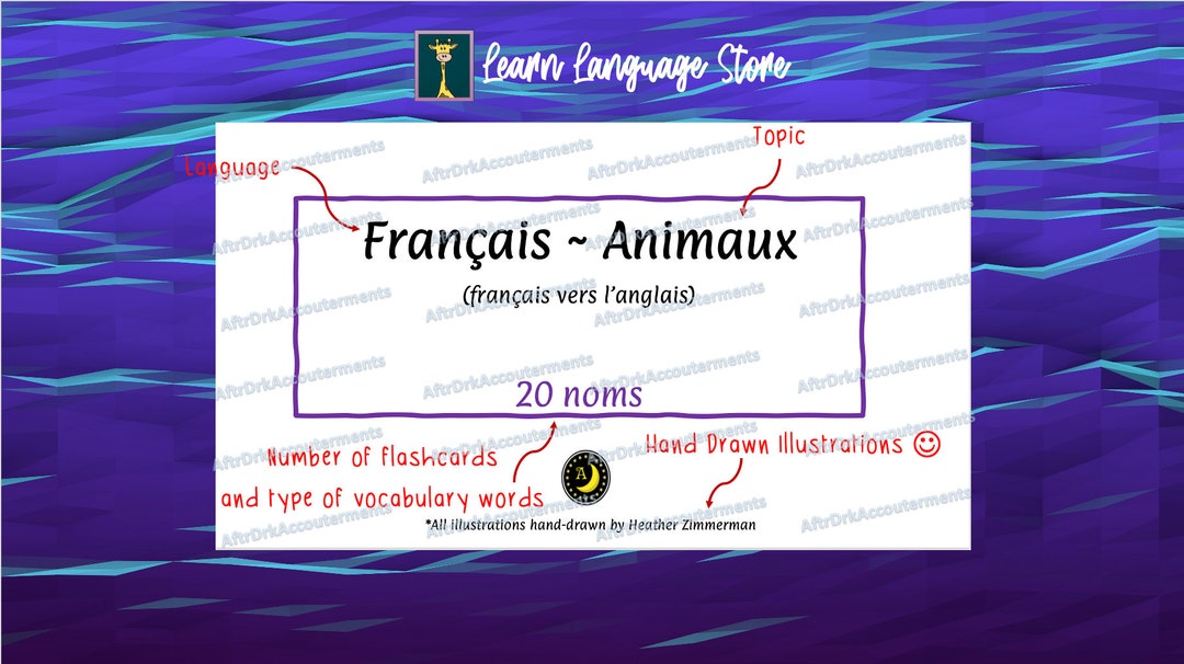 French Animals Flashcardsdigital Etsy