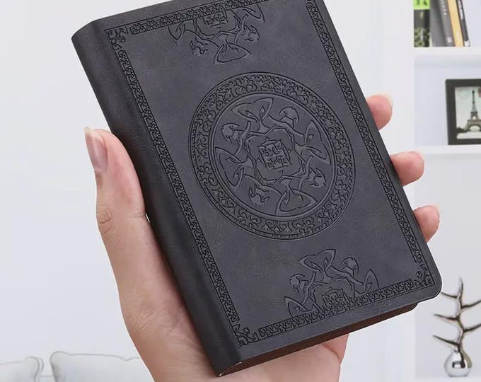 A6 Embossed Leather Pocket Notebook: 140-Page College Ruled Journal