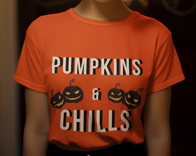 Pumpkins & Chills Halloween T-Shirt: Unisex Fall Tee
