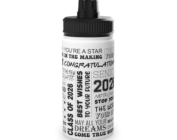 Class of 2026 Graduation Water Bottle, Stainless Steel Gift for Seniors, Motivational Design, Custom Drinkware for Students