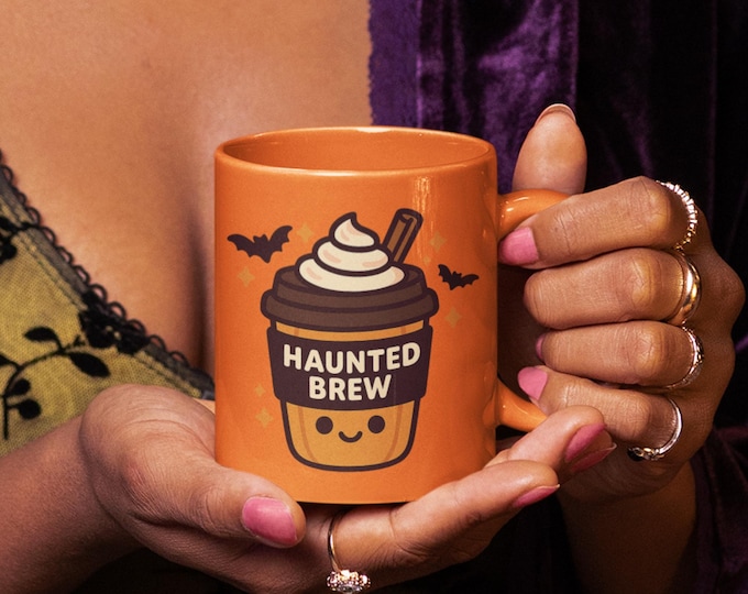 Haunted Brew Halloween Mug, Pumpkin Spice Coffee Cup