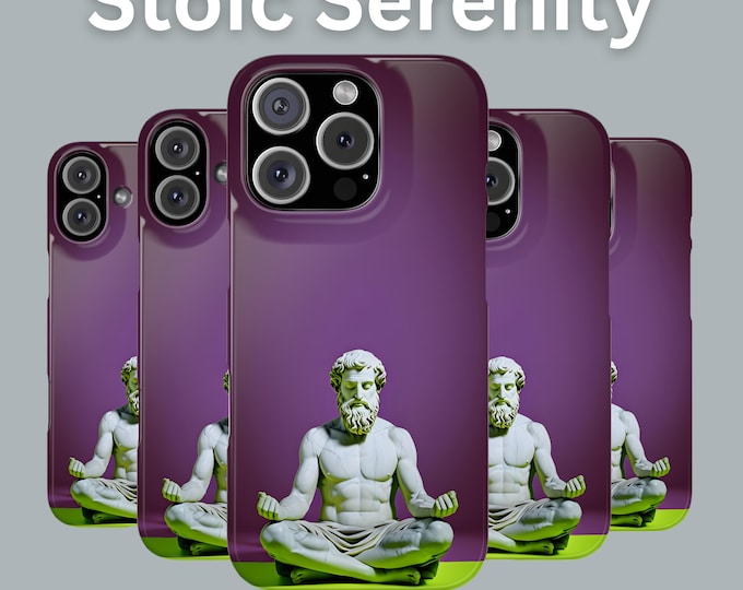 Stoic Serenity iPhone 16 Series Case, Ultra Slim Wireless Charging Cover, Phone Accessories, Protective Phone Case, Stylish Phone Case,