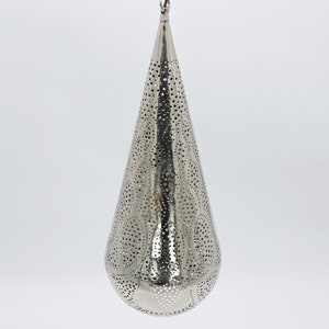 Moroccan lamps, Moroccan Handmade Brass/Copper (Chromed) pendant Lamps Silver, 19&quot;X8&quot;, Ceiling Hanging Light, Moroccan Home Décor.