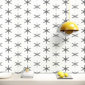 Moroccan Handmade Cement Tiles 8 Inch x 8 Inch Black And White, Hana Encaustic Floor And Wall, Indoor And Outdoor Tiles, Pack Of 12.