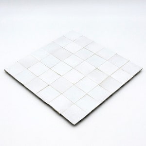 Moroccan Handmade Mosaic Tiles 12&quot;x12&quot; Snow White Solid Color, Moroccan Zellige, Floor And Wall, Indoor And Outdoor Tiles, Pack Of 6.