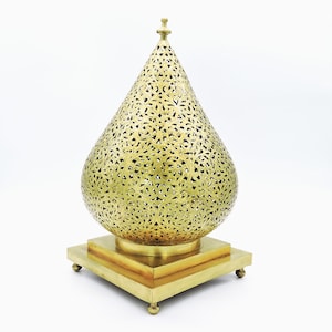 Moroccan lamps Moroccan Handmade Brass/Copper Table Lamp 19&quot;X12&quot; Gold, Unique Tear Shape Lamp, Moroccan Home Décor.