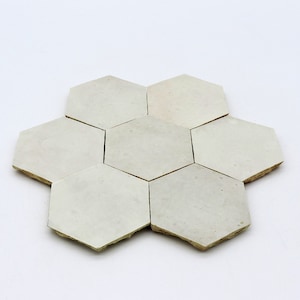 Moroccan Handmade Mosaic Tiles 4&quot;x4&quot; Off White Color, Moroccan Zellige, Floor And Wall, Indoor And Outdoor Tiles, Pack Of 48.
