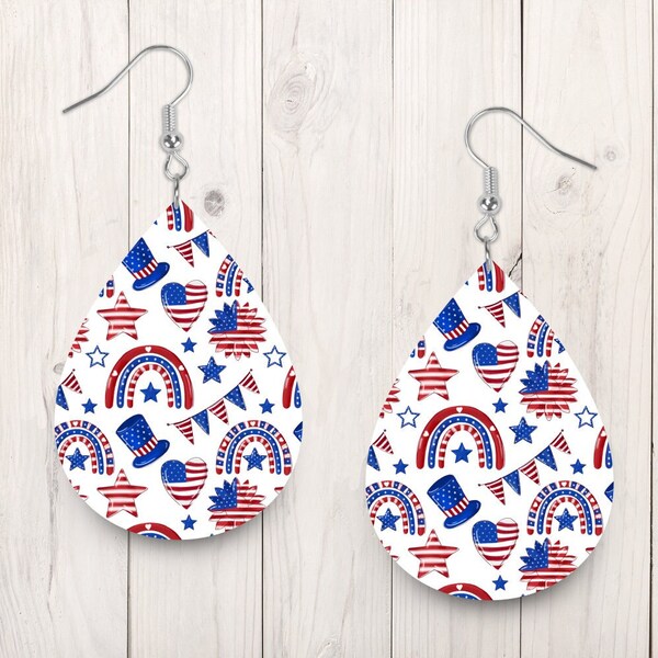 PNG 4th of July Patriotic Earring Sublimation High Resolution File