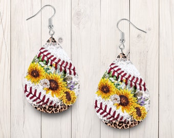 PNG Sunflower Baseball Earring Sublimation High Resolution File