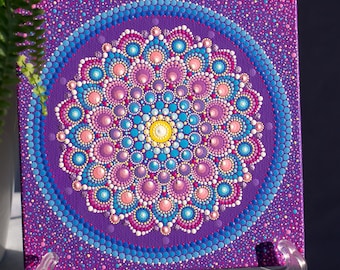 Mandala Dot Art Painting on Canvas: Hand-Painted Meditation Mandala Original Artwork