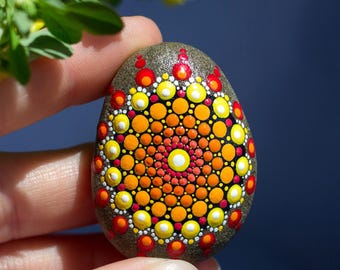 Hand Painted Mandala Stone: Original Dot Art Rock Decor