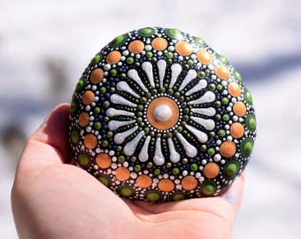 Painted Rock Mandala Stone Hand Painted Original Dot Art Mandala Rock Painting Mandala Dot Art Meditation Stone