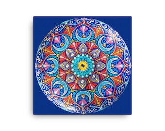 Colorful Mandala Art Print: Giclee Canvas, Boho Home Decor
