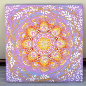 Mandala Dot Art on Canvas Acrylmalerei Handgemaltes Original Art Mandala Dot Art Mandala Meditation Ornament