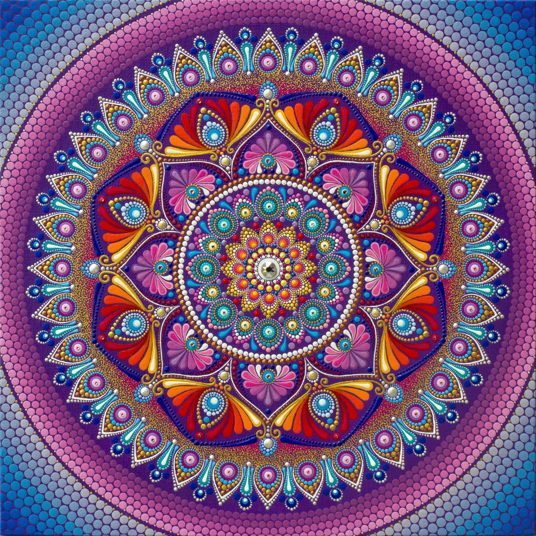 Framed Mandala Painting: Original Acrylic Dot Art on Canvas - Etsy