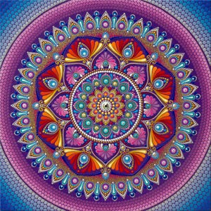 Framed Mandala Painting: Original Acrylic Dot Art on Canvas