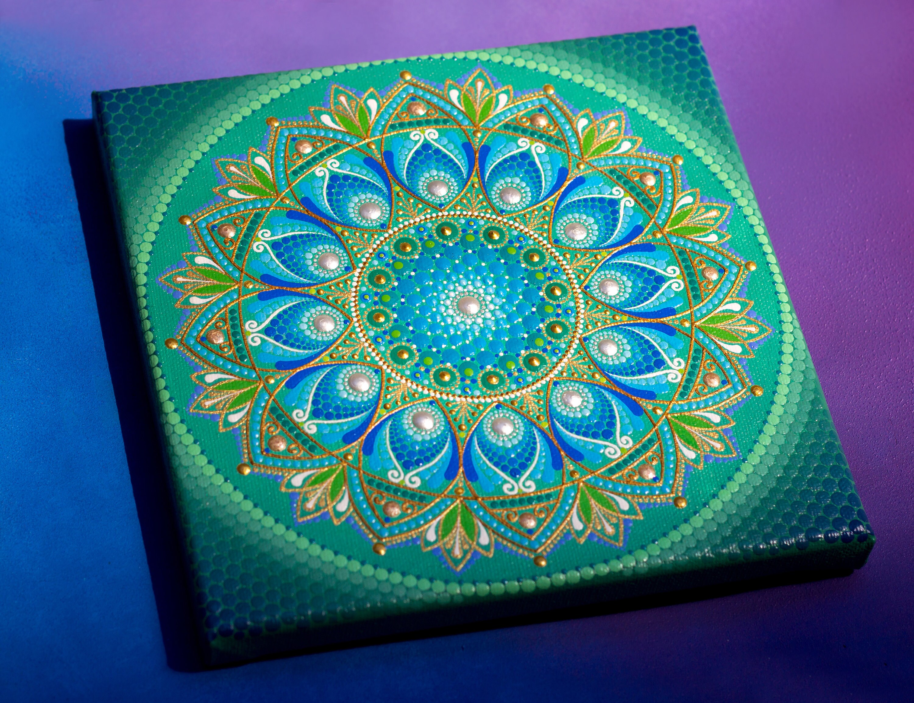 Mandala Painting Original Canvas Wall Art 8x8 Dot Art Etsy