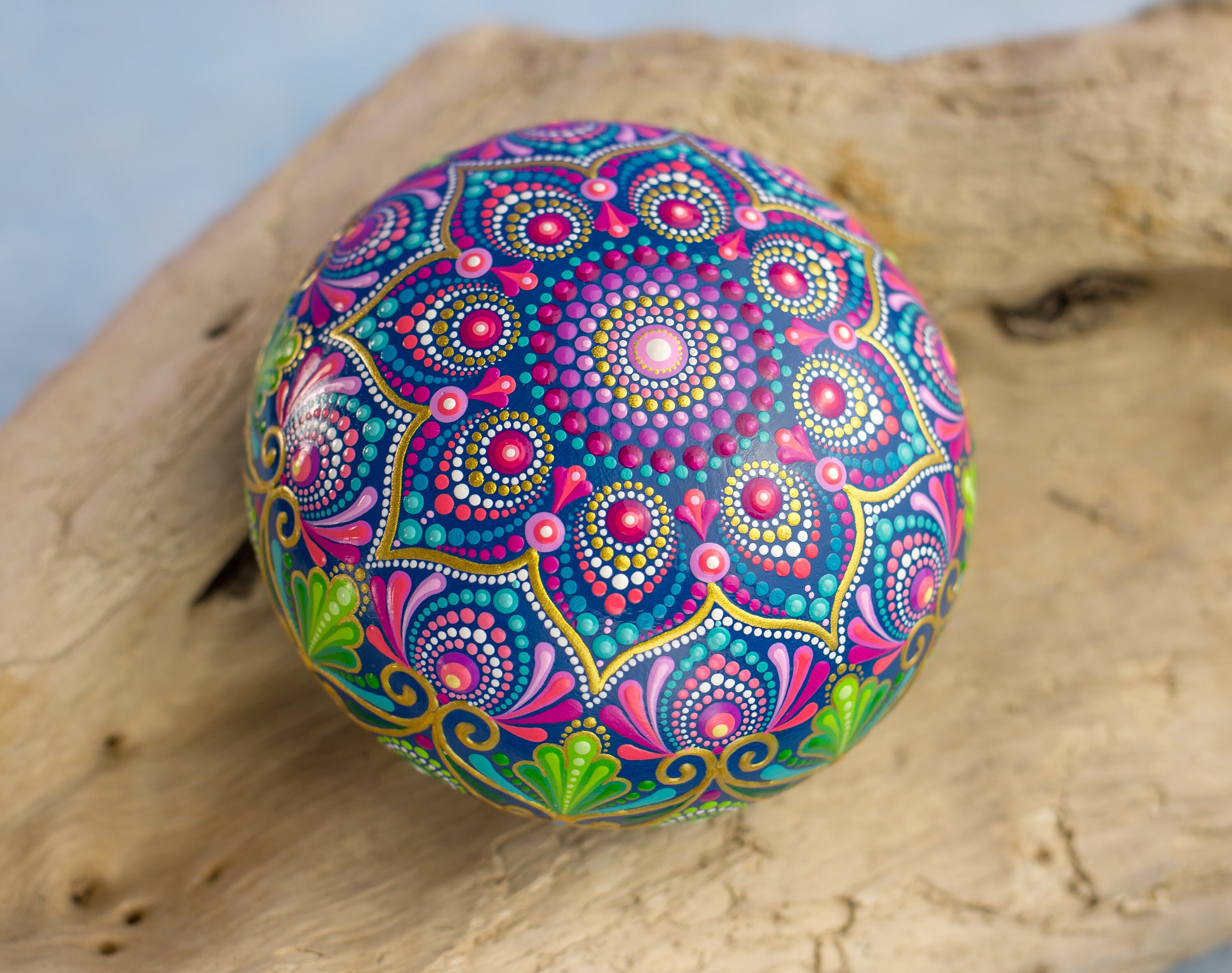 Painted Rock Mandala Stone Hand Painted Original Dot Art - Etsy