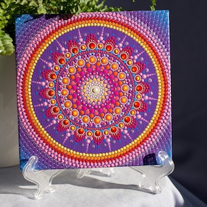 Mandala Dot Art on Canvas Acrylic Painting Hand Painted Original Art Mandala Dot Art Mandala Meditation Ornament