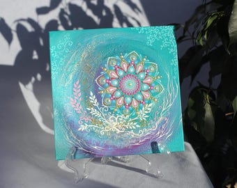 Mandala Dot Art Painting: ornamento acrilico dipinto a mano, 6x6