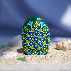 Mandala Stone Hand Painted Original Dot Art Mandala Rock Painting Mandala Dot Art Meditation Stone