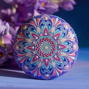 Mandala Stone Painted Rock Hand Painted Original Dot Art Mandala Rock Painting Mandala Dot Art Meditation Stone