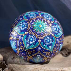 Hand-Painted Mandala Rock: Original Dot Art Meditation Stone