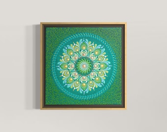 Mandala Dot Art Painting: Hand-Painted Canvas Meditation Original Art 6x6"
