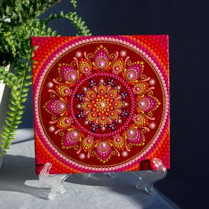 Mandala Dot Art on Canvas Acrylmalerei Handgemaltes Original Art Mandala Dot Art Mandala Meditation Ornament