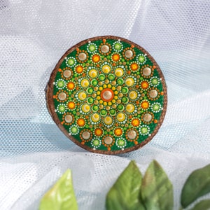 Mandala Dot Kunst auf Holz Acrylmalerei Handgemalte Originalkunst Mandala Dot Art Mandala Meditation Weihnachtsverzierung