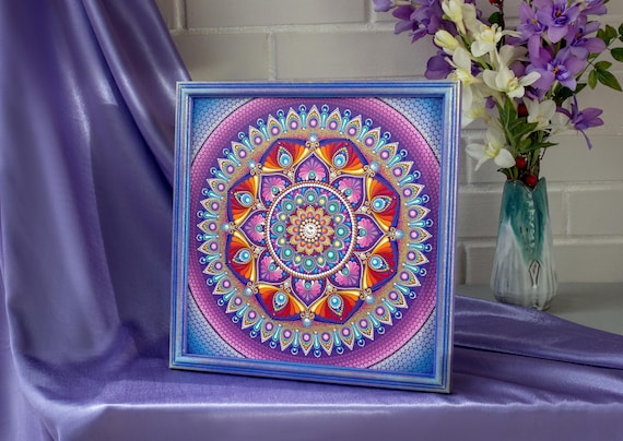 Framed Mandala Painting: Original Acrylic Dot Art on Canvas - Etsy