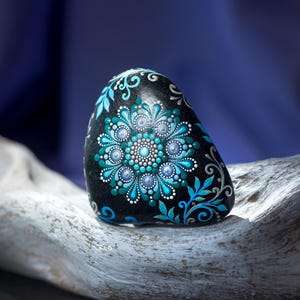 Hand Painted Mandala Stone: Original Dot Art Rock - Home Decor