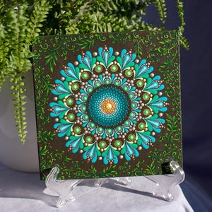 Mandala Dot Art on Canvas Acrylic Painting Hand Painted Original Art Mandala Dot Art Mandala Meditation Ornament
