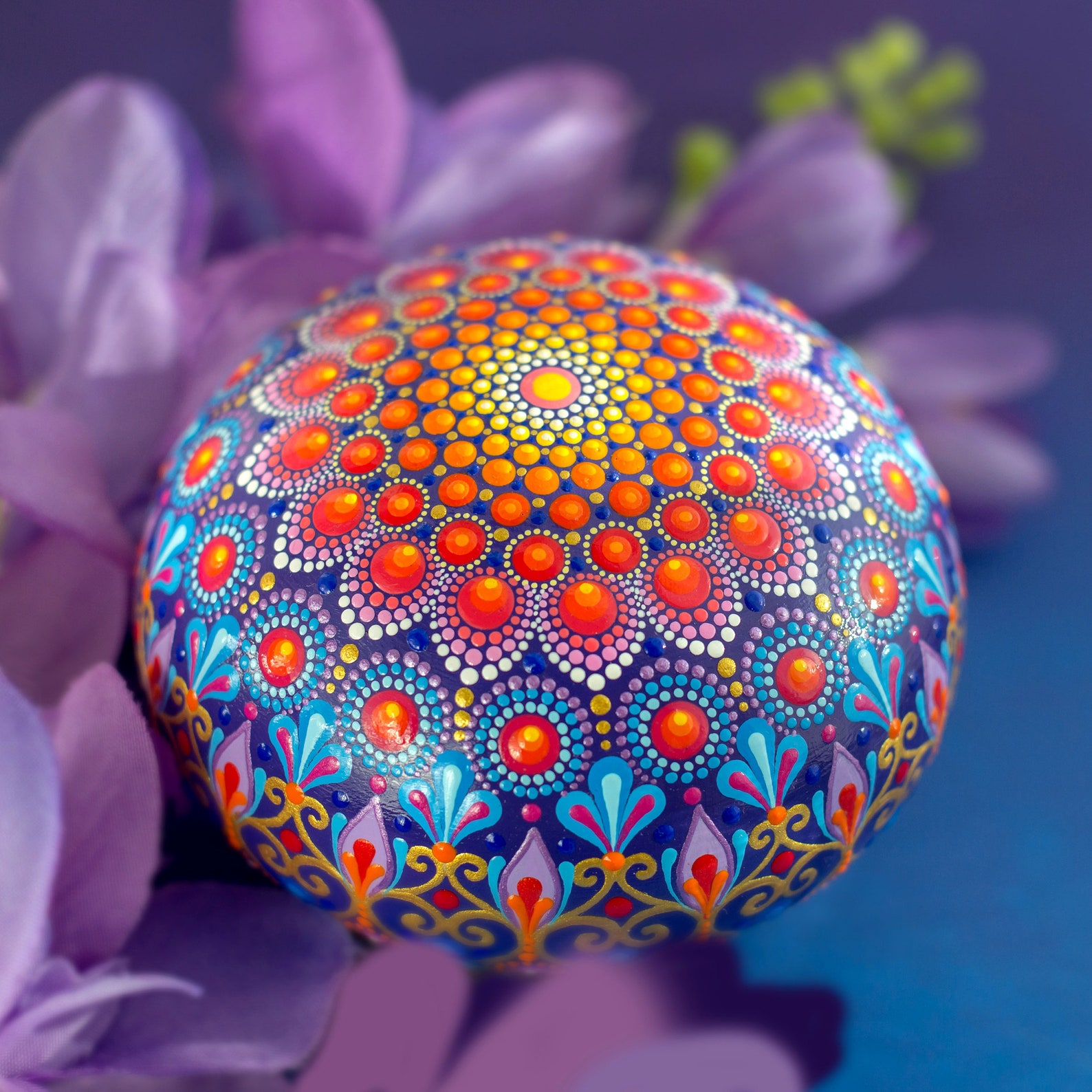Painted Rock Mandala Stone Hand Painted Original Dot Art Mandala Rock ...