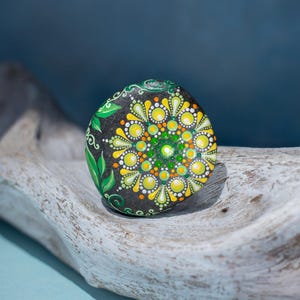 Mandala Stone Hand Painted Original Dot Art Mandala Rock Painting Mandala Dot Art Meditation Stone