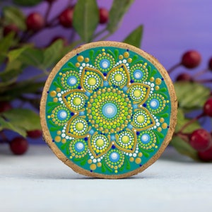 Mandala Dot Art auf Holz Acrylgemälde Handgemalte Original Art Mandala Dot Art Mandala Meditation Weihnachtsschmuck