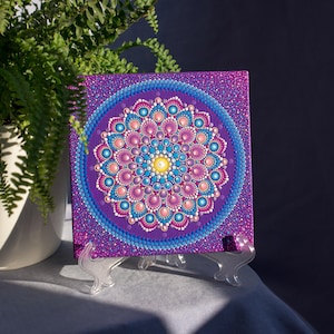 Mandala Dot Art on Canvas Acrylic Painting Hand Painted Original Art Mandala Dot Art Mandala Meditation Ornament