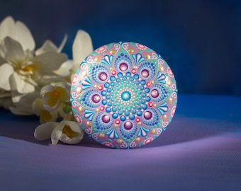 Hand-Painted Mandala Stone: Original Dot Art Meditation Decor