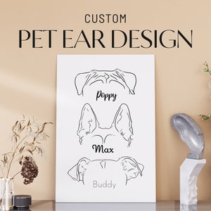 Portrait d'oreille d'animal de compagnie personnalisé, conception de tatouage commémoratif, fichier numérique uniquement, dessin au trait de chien, dessin au trait pour animal de compagnie, chiot minimaliste, cadeau pour animal de compagnie contour d'oreille