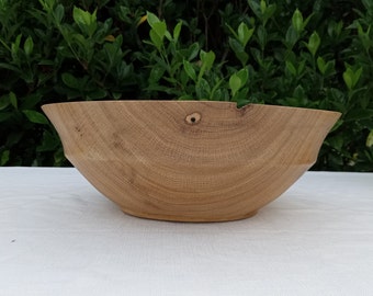 14" White Oak Wood Fruit Bowl/ Handmade Wooden Bread Bowl/ Rustic Turned Wood Bowl for the Kitchen/ Unique Wood Centerpiece for the Table