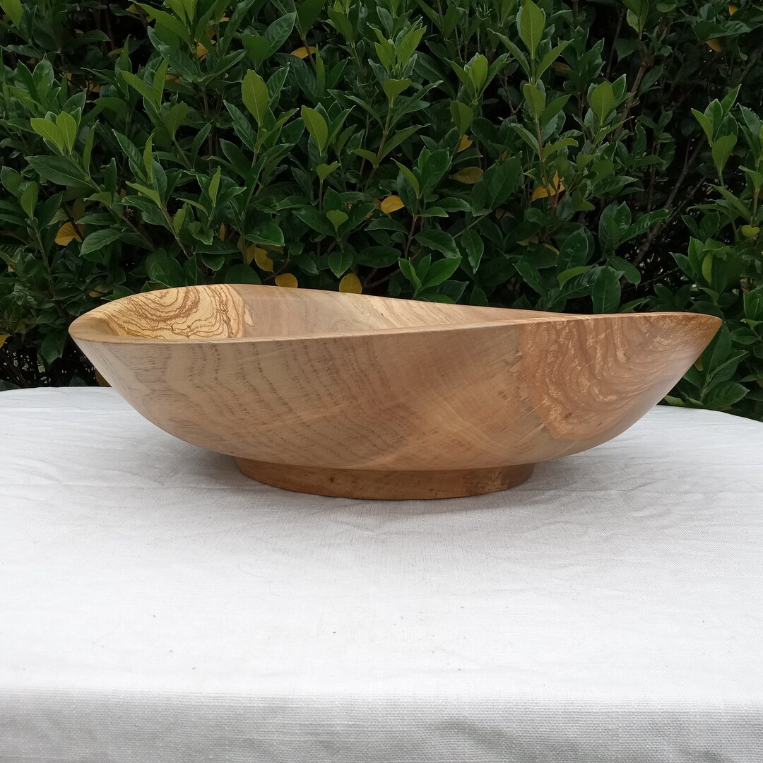 21 Pecan Wood Bowl/ Extralarge Decorative Wooden Centerpiece Bowl for