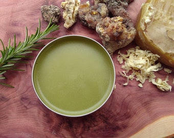 Pine Sap Salve with Juniper Berries and Rosemary/ Herbal Chest Rub/ All-Purpose Pine Resin Salve/ Herbal Massage Balm/ Sore Muscle Rub