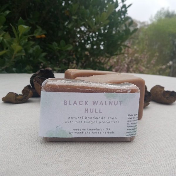 Black Walnut Hull & Tea Tree  Soap with Neem/ Cold Process Herbal Soap for Athletes and Nurses/ Natural Bar Soap/ Chemical Free Vegan Soap