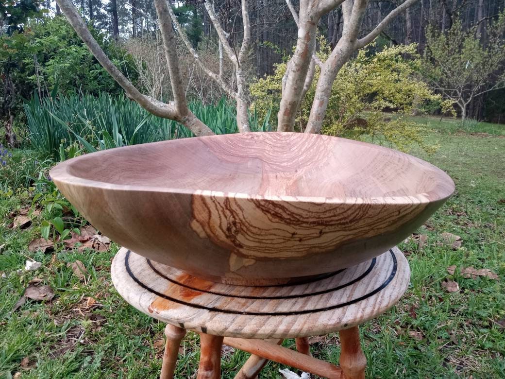 21 Pecan Wood Bowl/ Extralarge Decorative Wooden Bowl/ Etsy