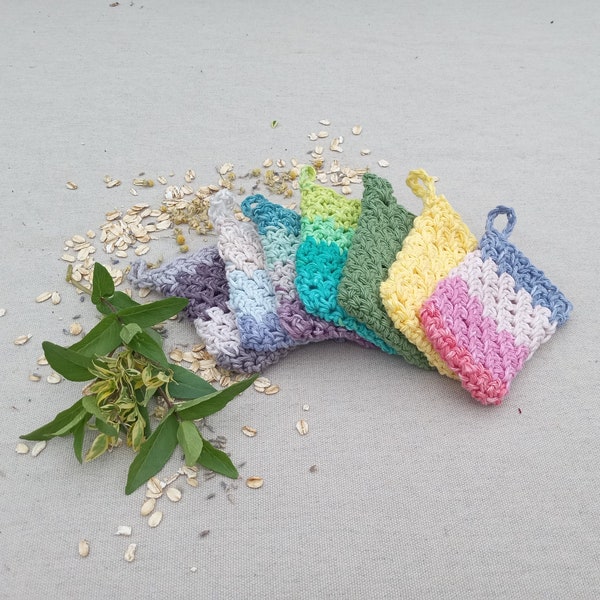 100% Cotton Crocheted Soap Sack/ Handmade Soap Saver/ Cute Bathroom Accessories/ Natural Shower Scrubby/ Crochet Washcloth/ Bath Mitten