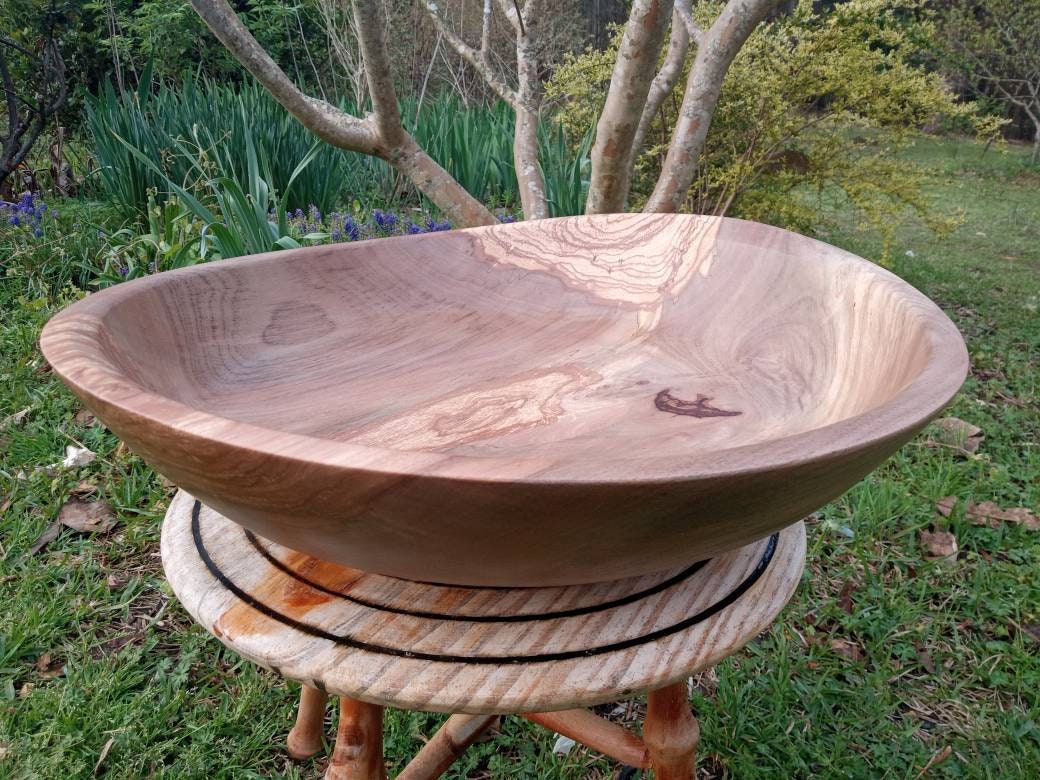 21 Pecan Wood Bowl/ Extralarge Decorative Wooden Bowl/ Etsy